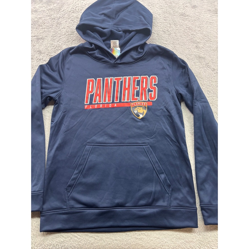 NHL Florida Panthers Boys Youth Performance Blue Pullover Fleece Hoodie XL 16/18